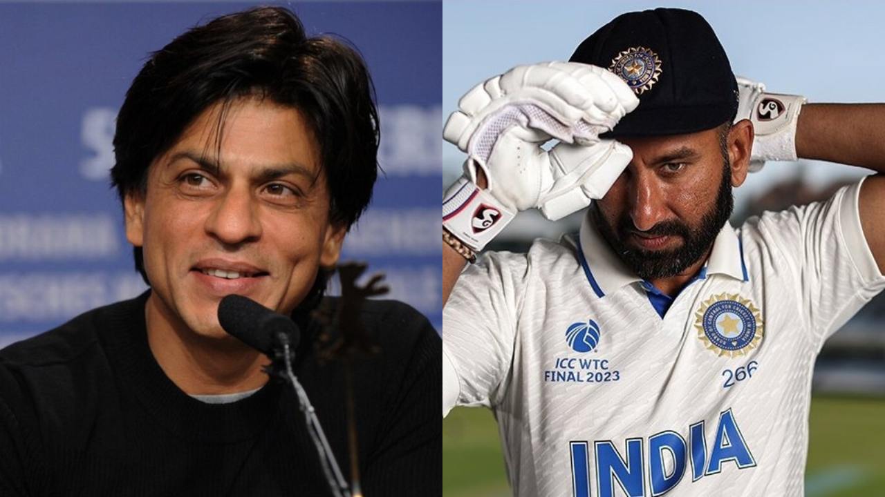Shah Rukh Khan and Cheteshwar Pujara