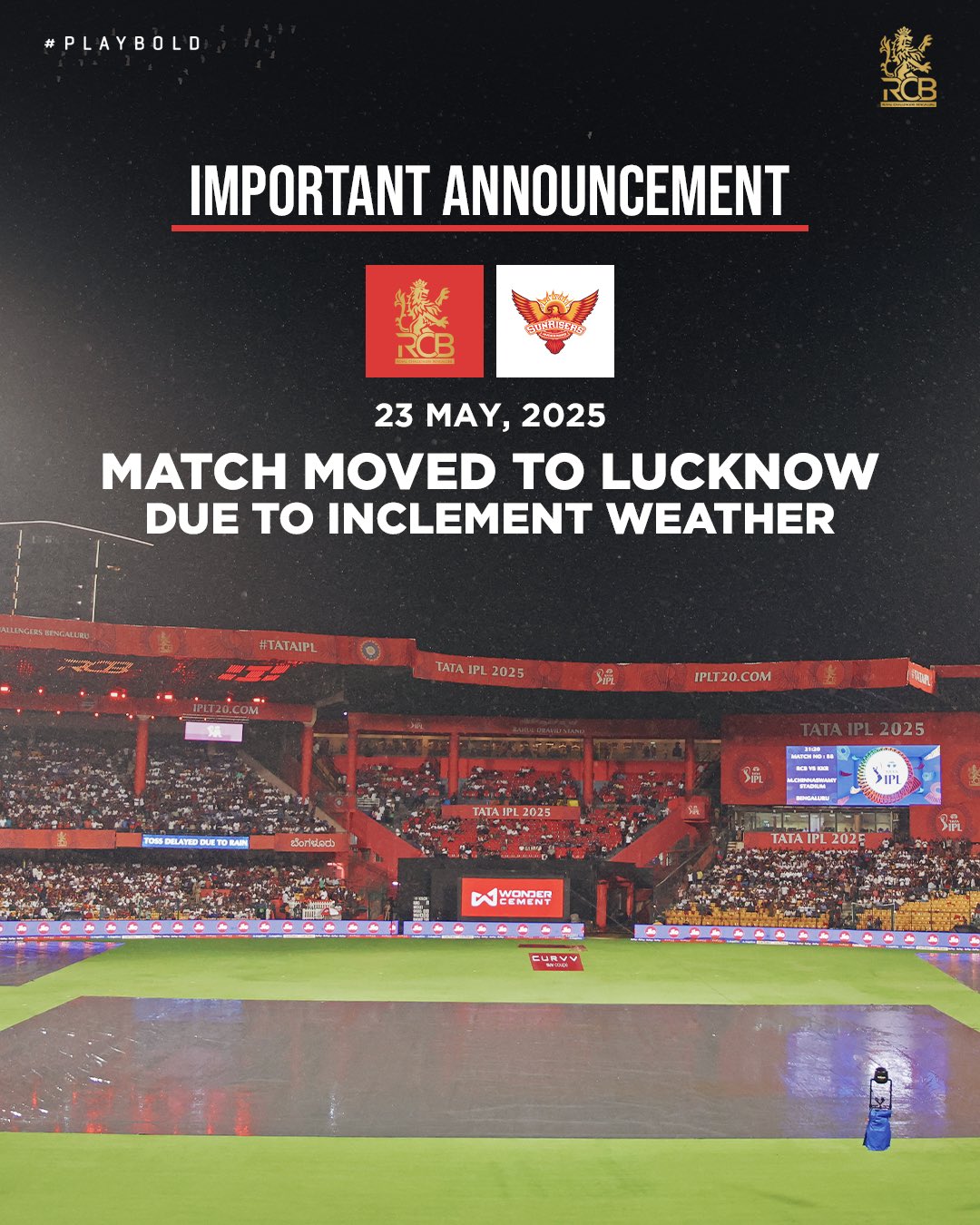RCB Vs SRH Moved Out Of Bengaluru