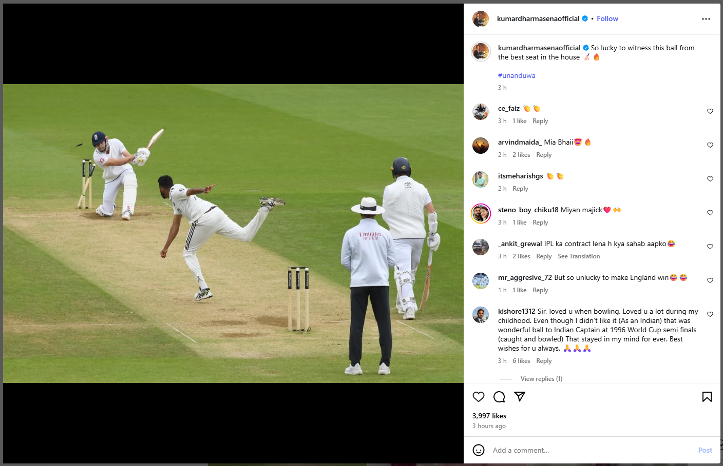 Kumar Dharmasena Praised Mohammed Siraj