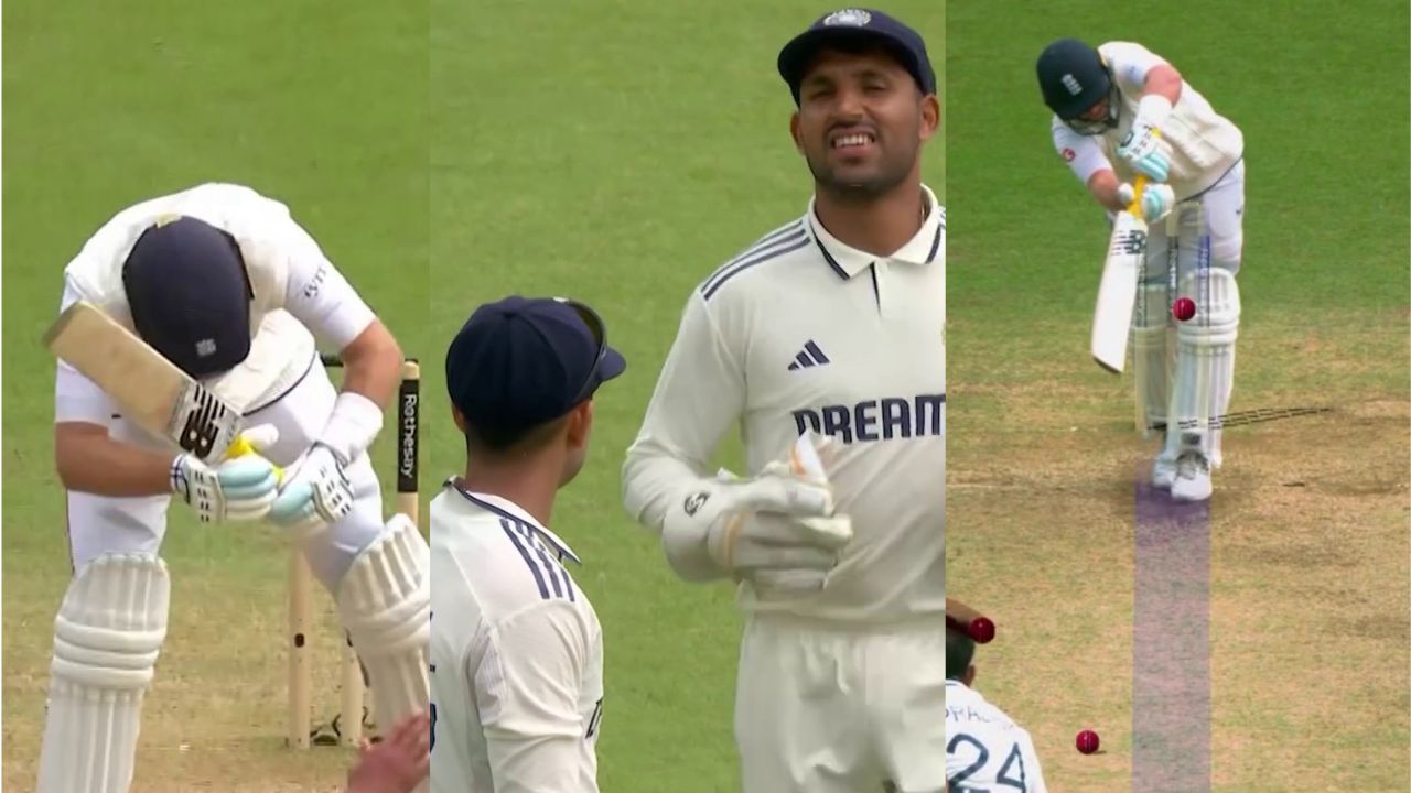 Mohammed Siraj claps for umpire Ahsan Raza to Joe root not out decision on Prasidh Krishna ball in IND vs ENG 5th test Day 4