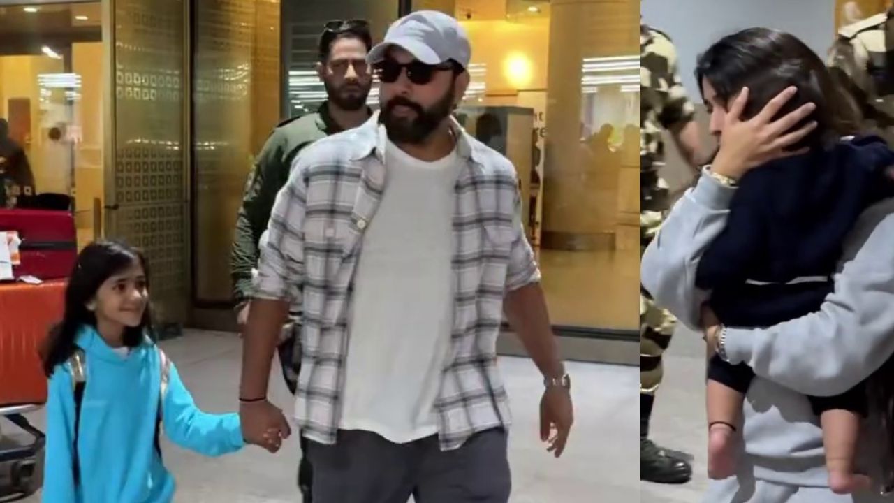Rohit Sharma came india after European vacation with Wife Ritika Sajdeh Samaira Ahaan Spotted at Mumbai Airport