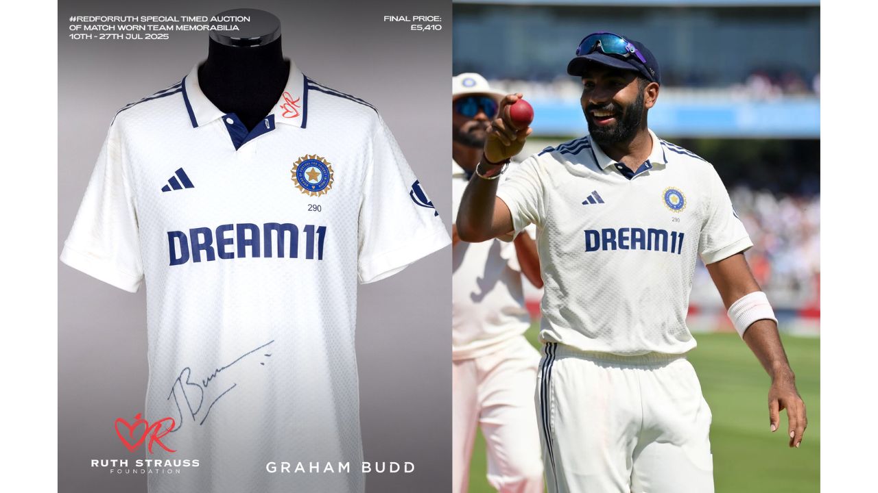 Shubman Gill Jersey Auctioned more than 5 lakh Jasprit Bumrah 4 lakh in budd auctions for Andrew Strauss charity Red for Ruth