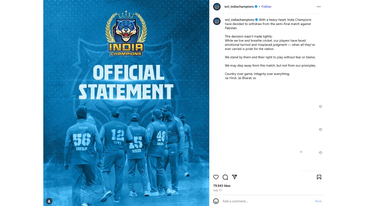 India Champions Statements