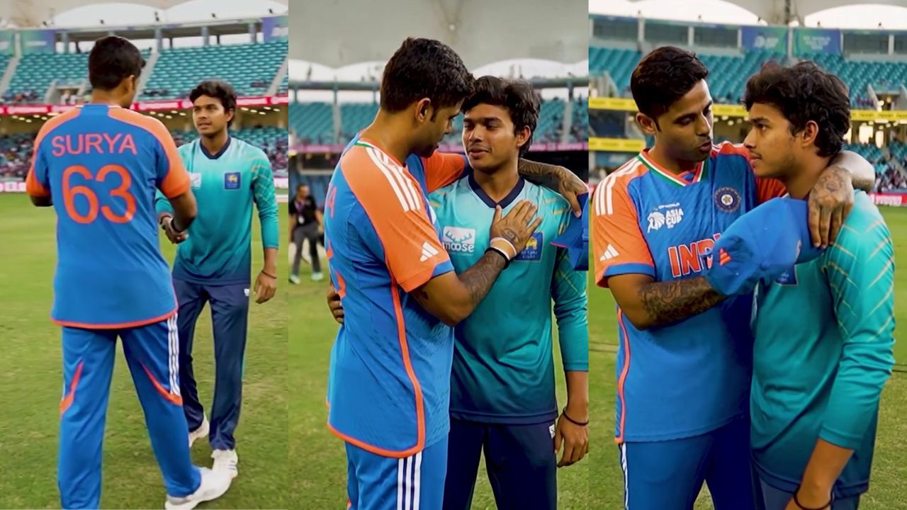 Suryakumar Yadav hugs Dunith Wellalage after Asia Cup 2025 Super-4 IND vs SL
