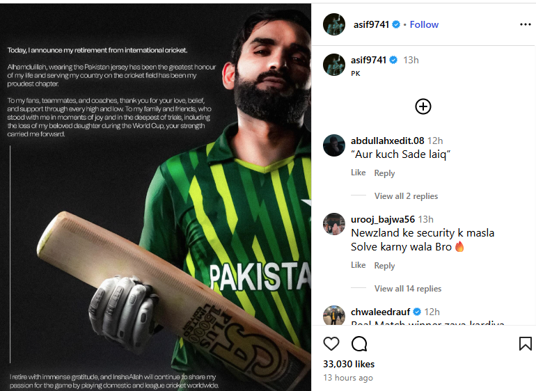 Pakistani Cricketer Asif Ali Retires From International Cricket before Asia Cup 2025
