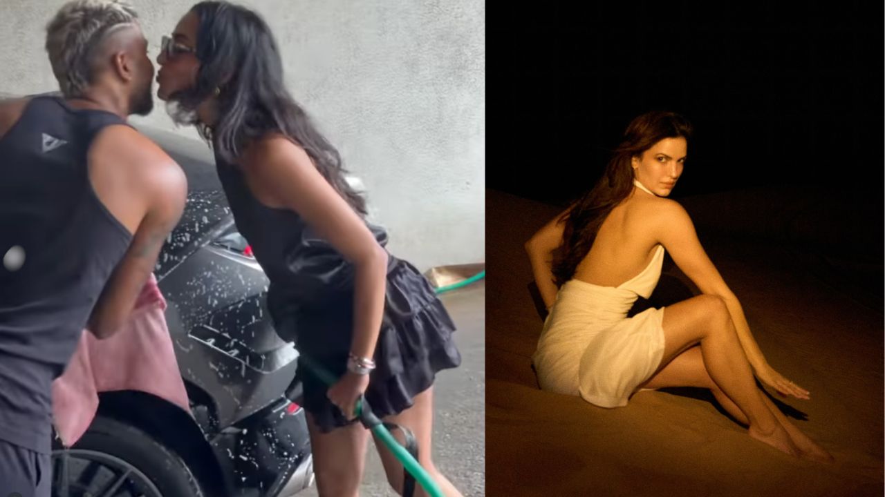 hardik pandya current girlfriend kiss him ex wife natasa stankovic backless photos went viral