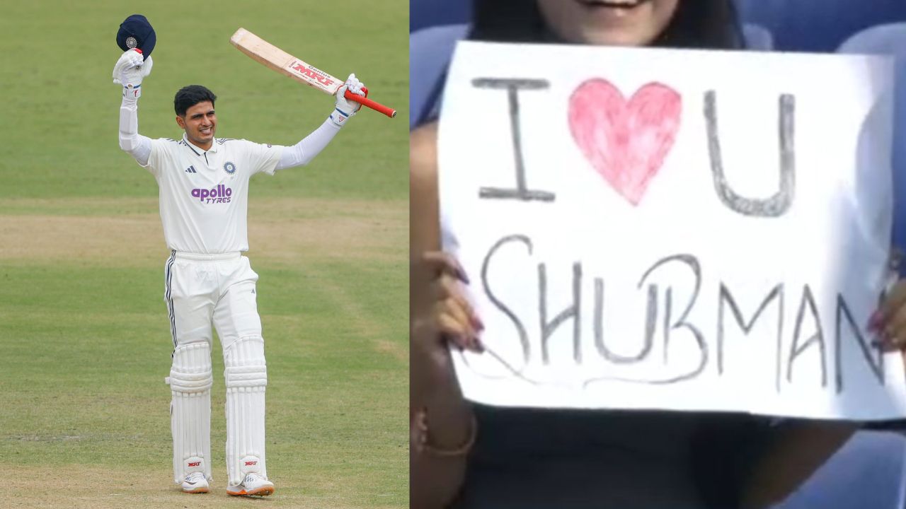 Shubman Gill Proposed by female fan in live match during IND vs WI Delhi Test match