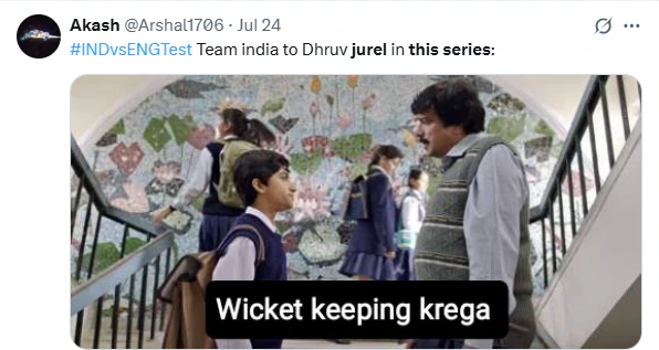 Dhruv Jurel MS Dhoni Meme
