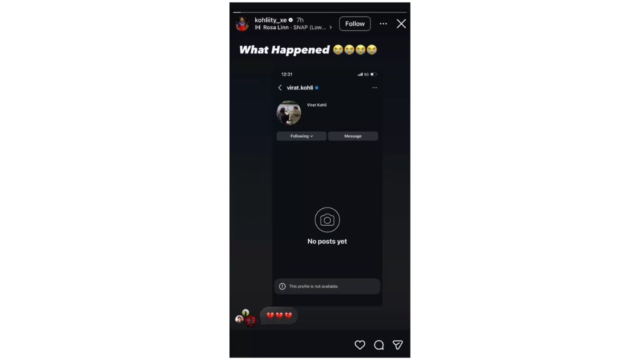 Virat Kohli instagram account 