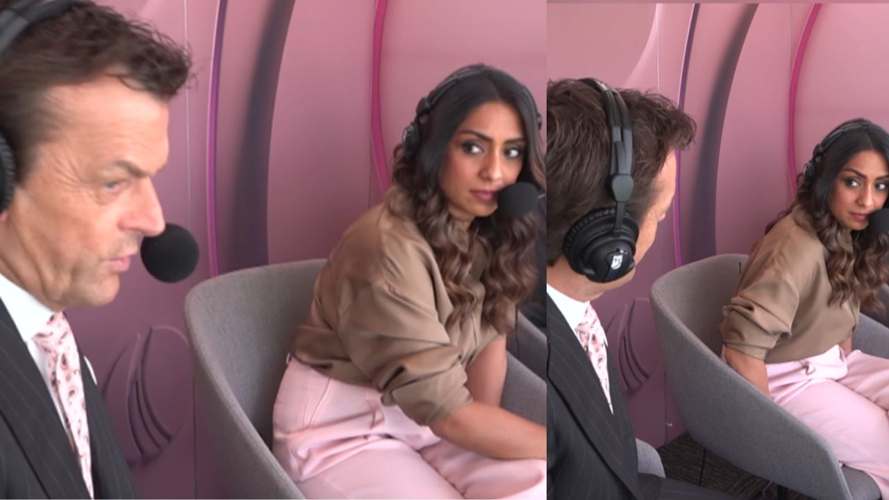 Isa Guha staring former Australian batter Adam Gilchrist after he curse harry brook VIDEO