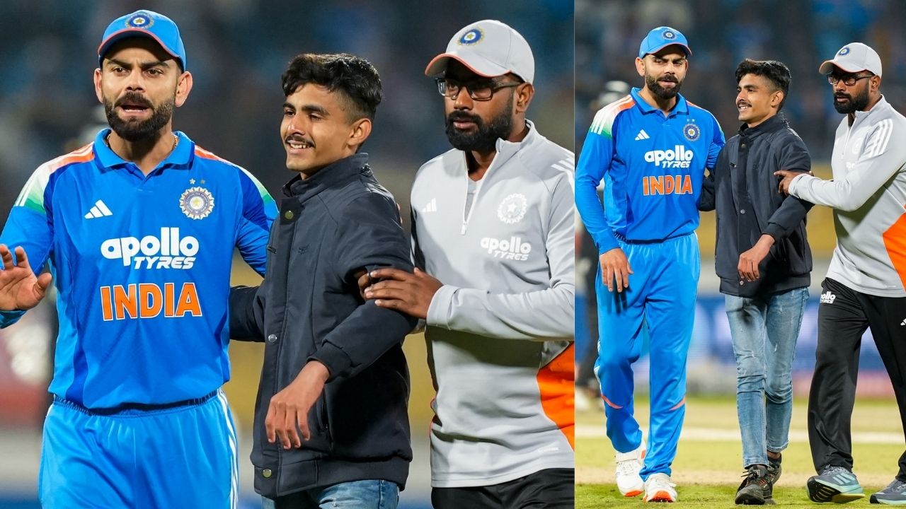 A fan hugged Virat Kohli