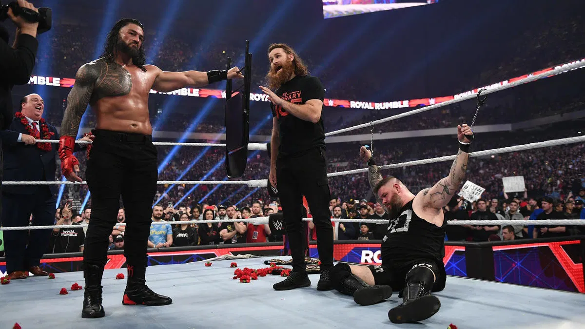 Paul Heyman Roman Reigns Sami Zayn Bloodline Kevin Owens The Bloodline