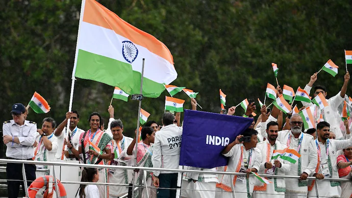 Pv Sindhu Flag Bearer Of Indian Team With The Indian Contigent During The Opening Ceremony Of Paris 143844842 16x9
