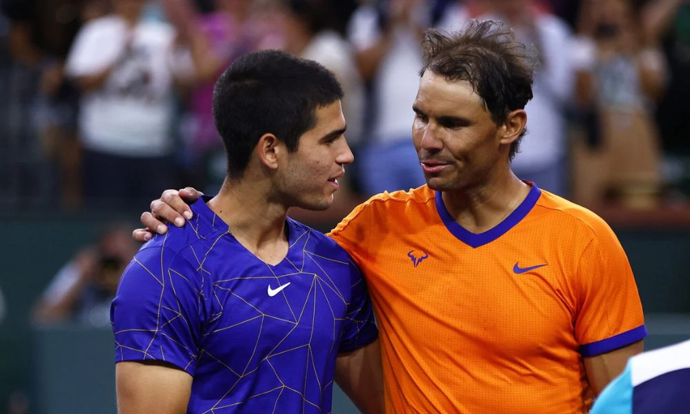 Rafael Nadal And Carlos Alcaraz (Image Source: X/thetennisletter) Rafael Nadal retired and Carlos Alcaraz took over