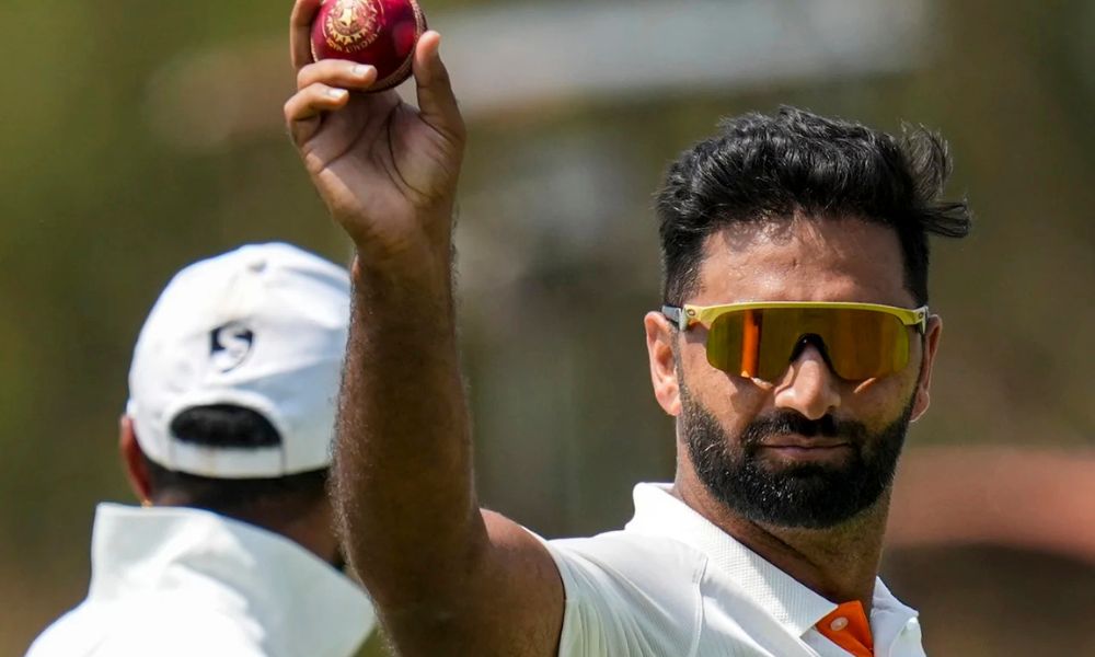 Auqib Nabi (Image Source: X/bccidomestic) Jammu and Kashmir pacer Auqib Nabi
