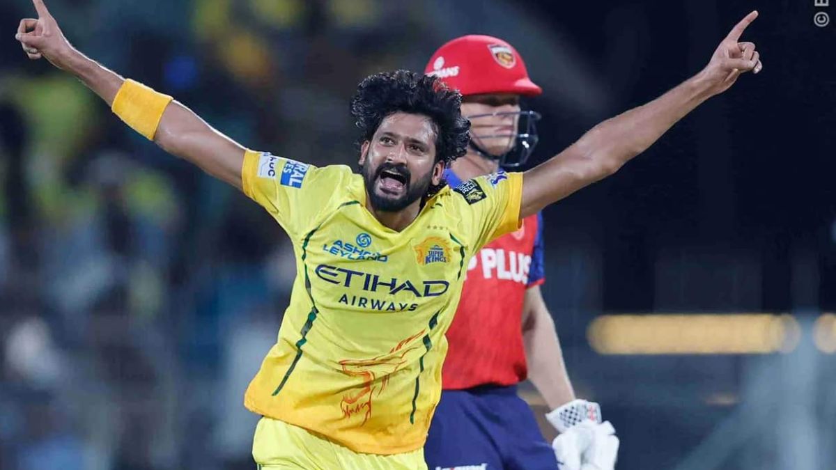 Khaleel Ahmed after taking wicket of Cooper Connolly Khaleel Ahmed after taking wicket of Cooper Connolly